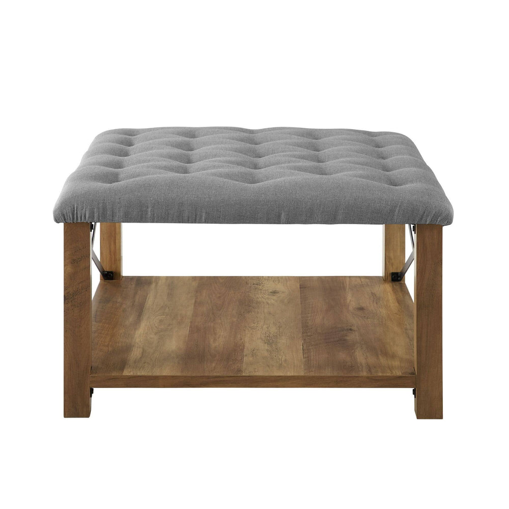 Grey Tufted Ottoman X93738