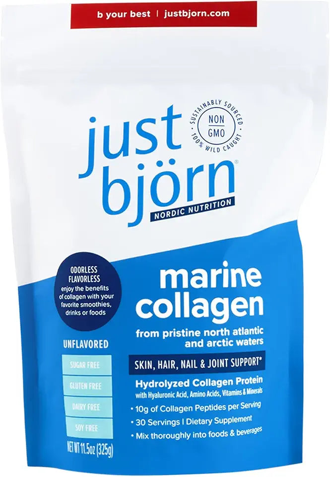 Marine Collagen Peptides Powder with Hyaluronic Acid, Vitamin C, Amino Acids, Unflavored, 30 Servings T36291