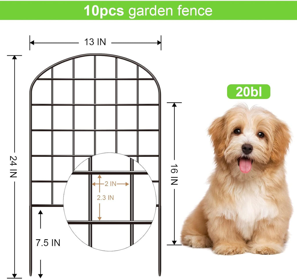 10 Pack Rustproof Coated Metal Garden Fence Border C654