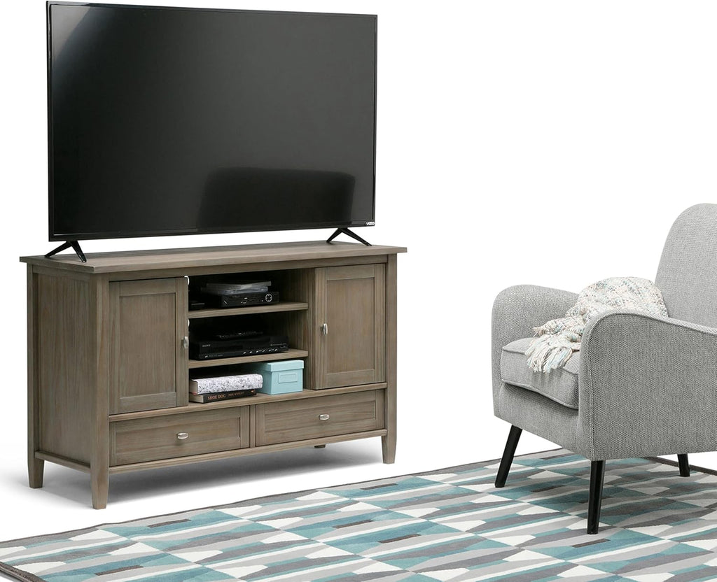 47 inch Wide Rustic Natural Aged Brown Solid Wood TV Media Stand S42619