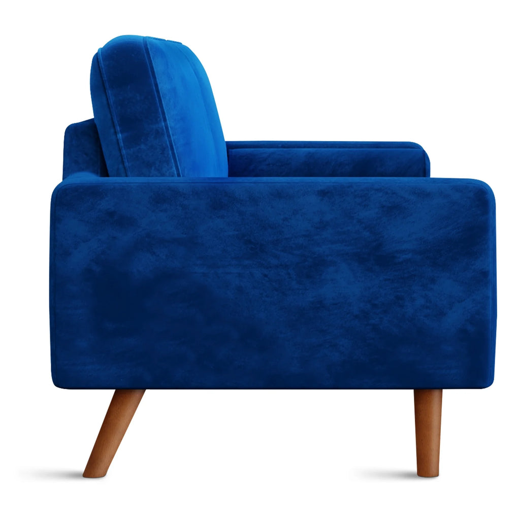 Blue Velvet Rolled Arm Sofa L188