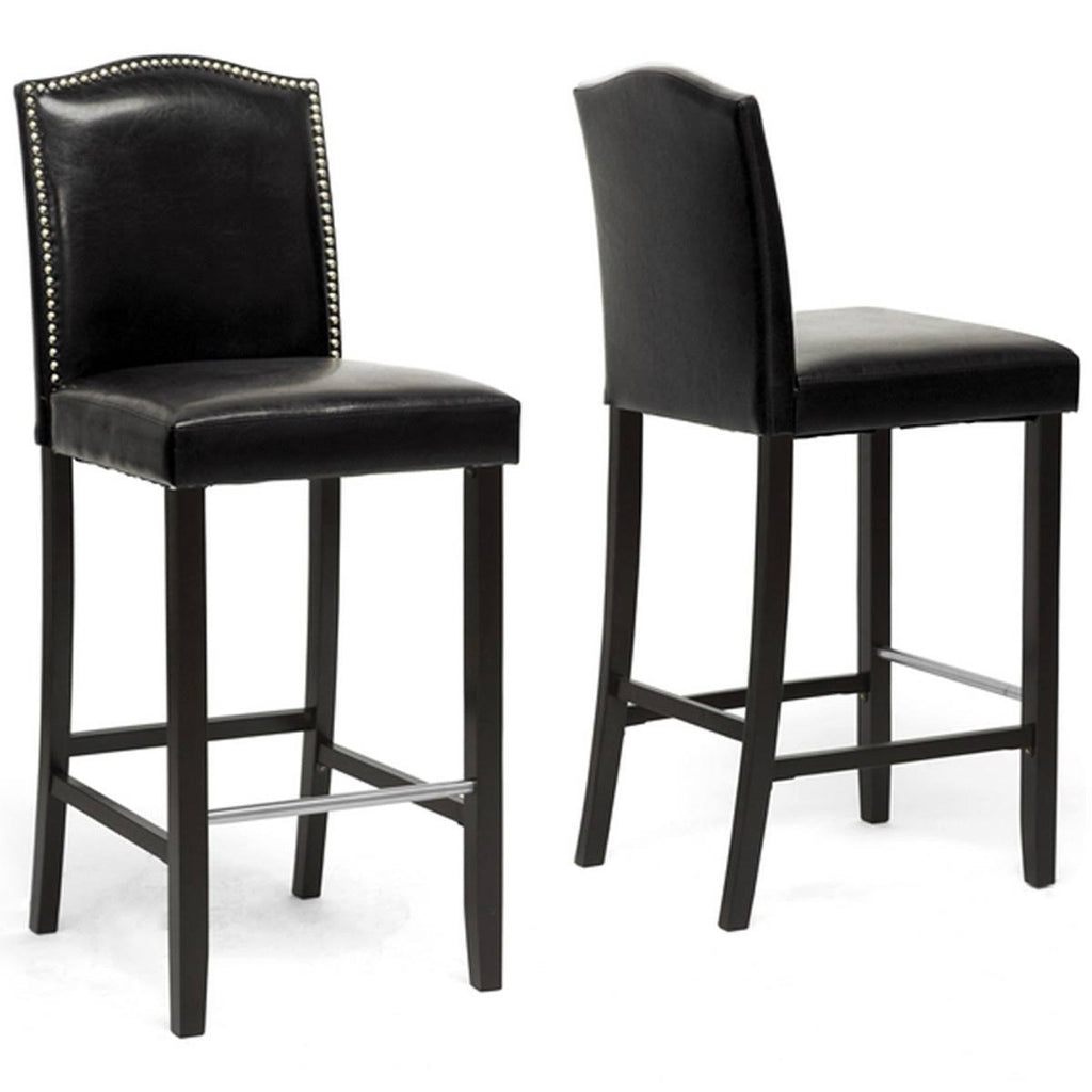 White Modern Bar Stool with Nail Head Trim (Set of 2) W556806