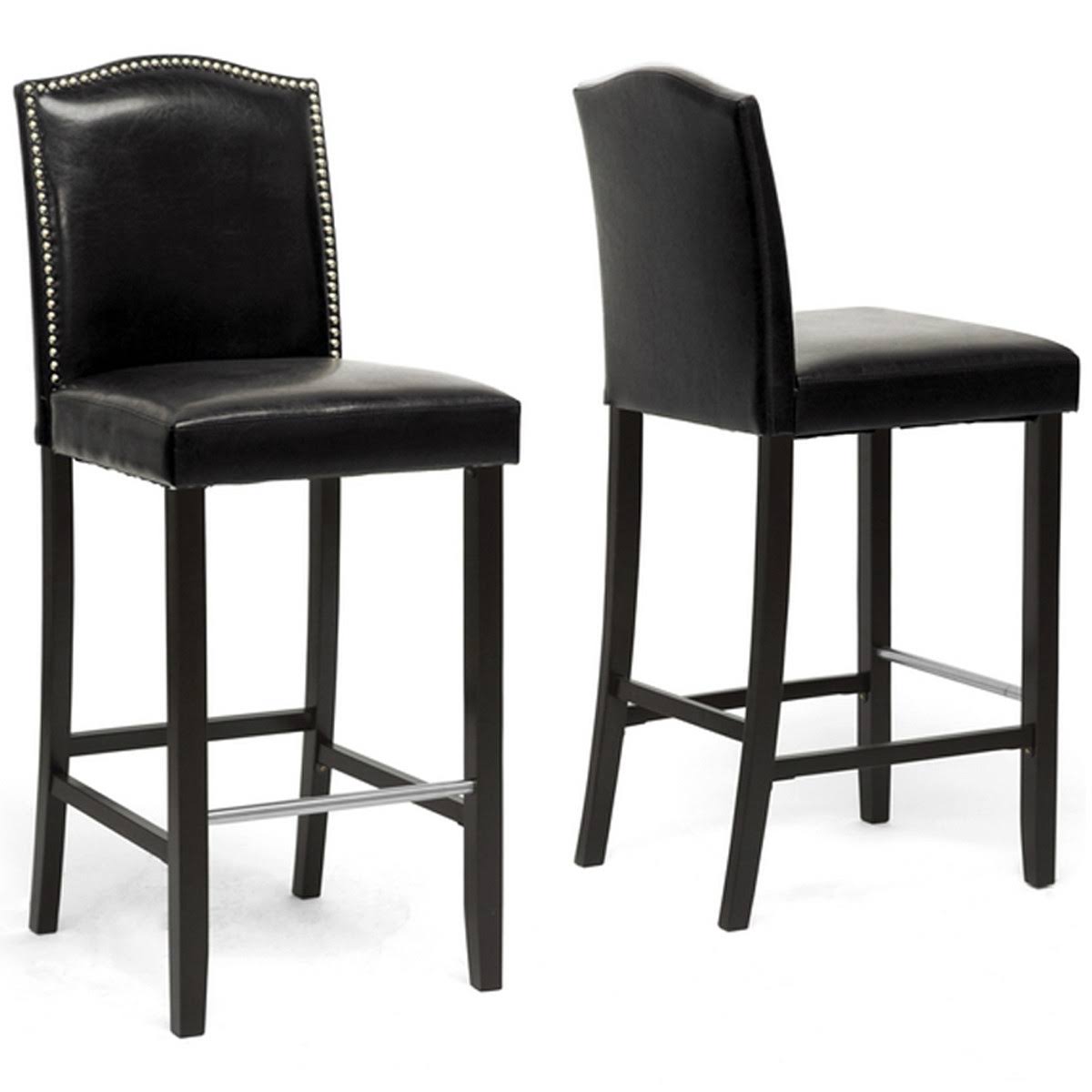 White Modern Bar Stool with Nail Head Trim (Set of 2) W556806