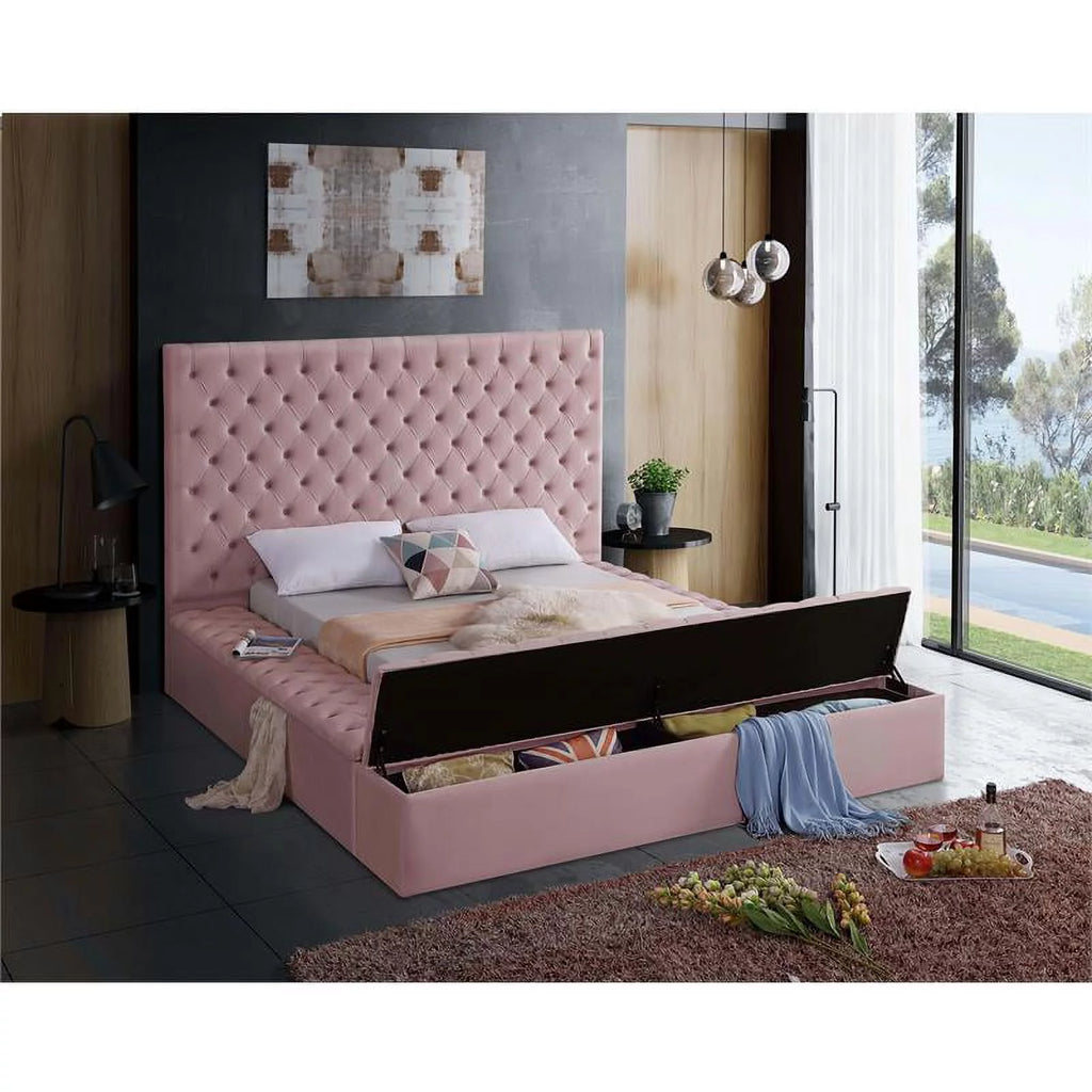 Pink Queen Wood Storage Platform Bed O832331