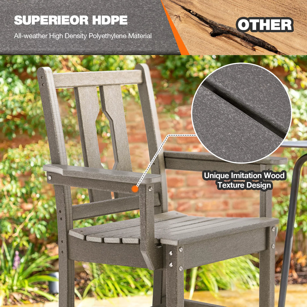5 Piece HDPE Patio Dining Set with 4 Armchairs X8657