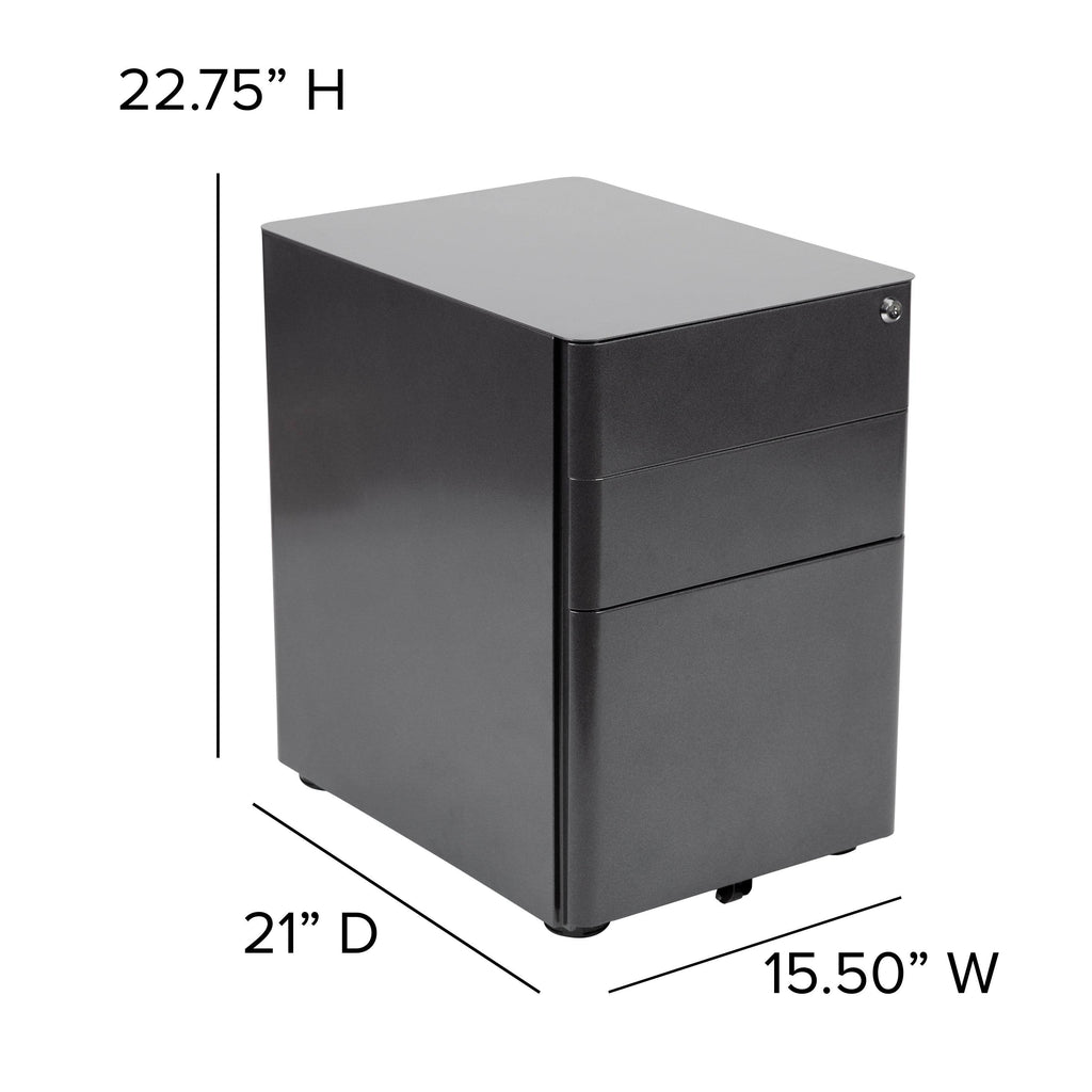 White 3 Drawer Mobile Locking Filing Cabinet I9072
