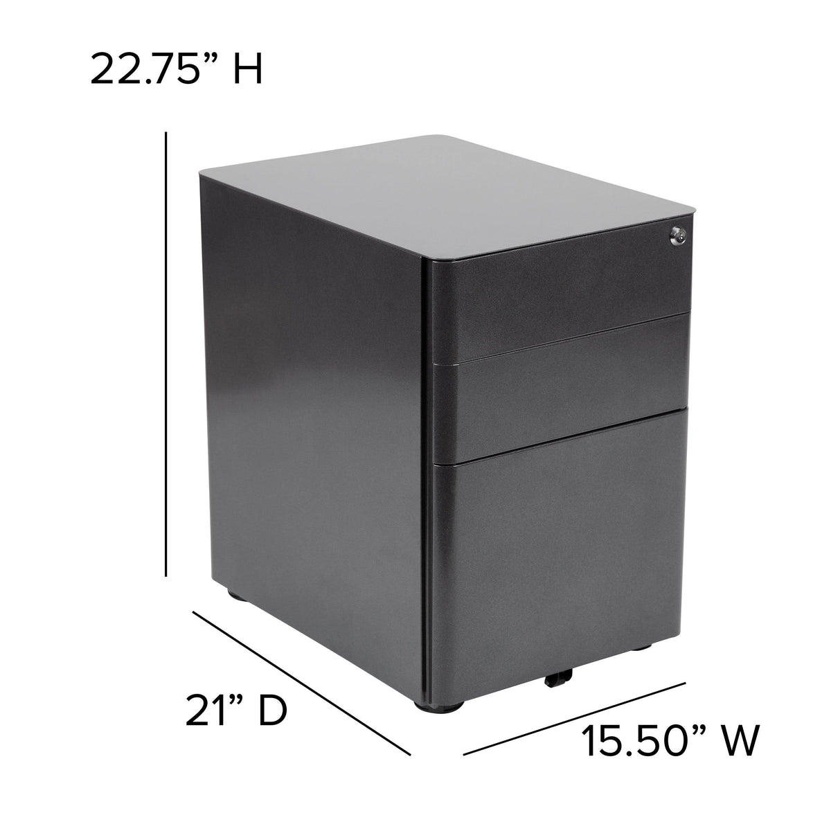White 3 Drawer Mobile Locking Filing Cabinet I9072