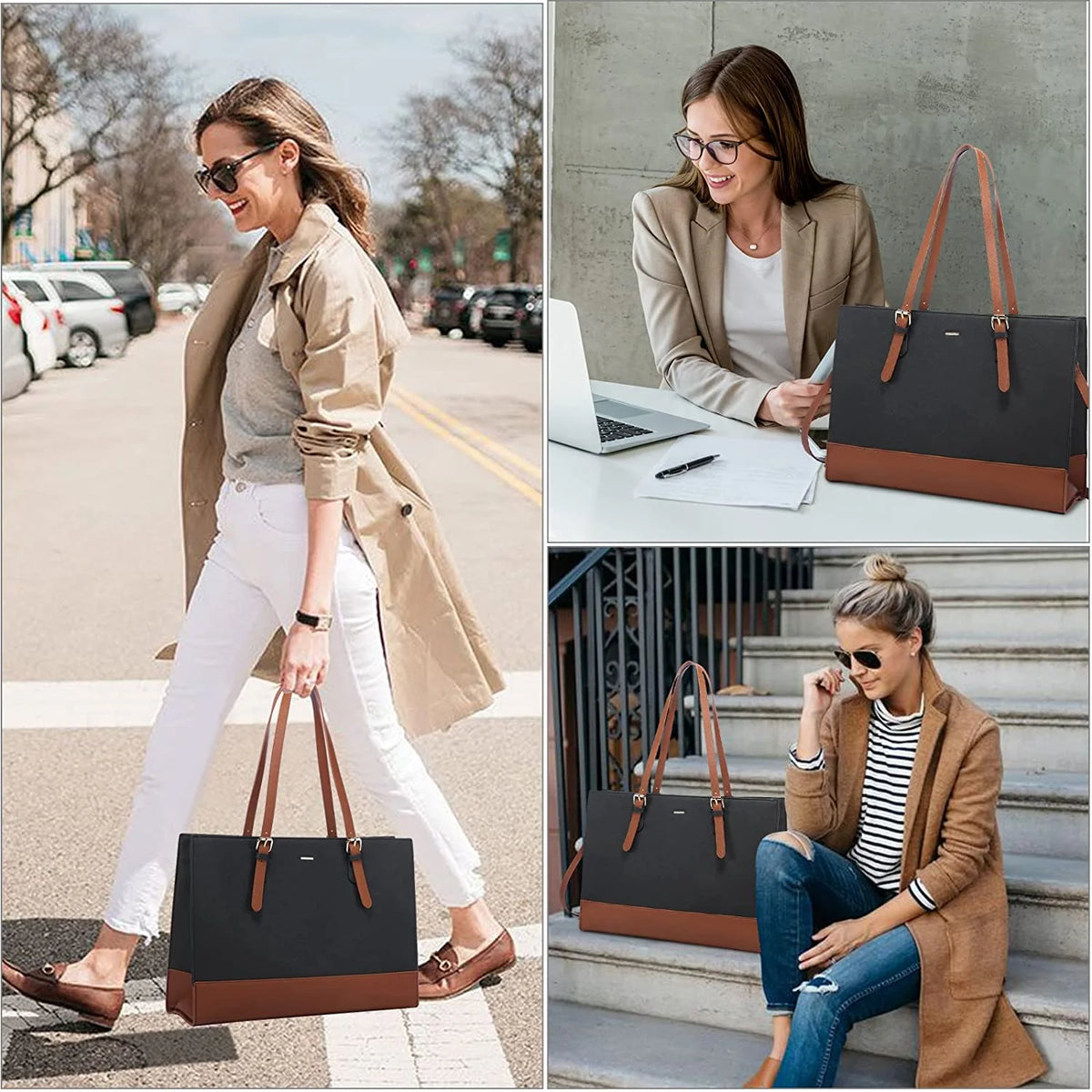 Leather Waterproof Laptop Tote Bag for 15.6 inch Computer D211807