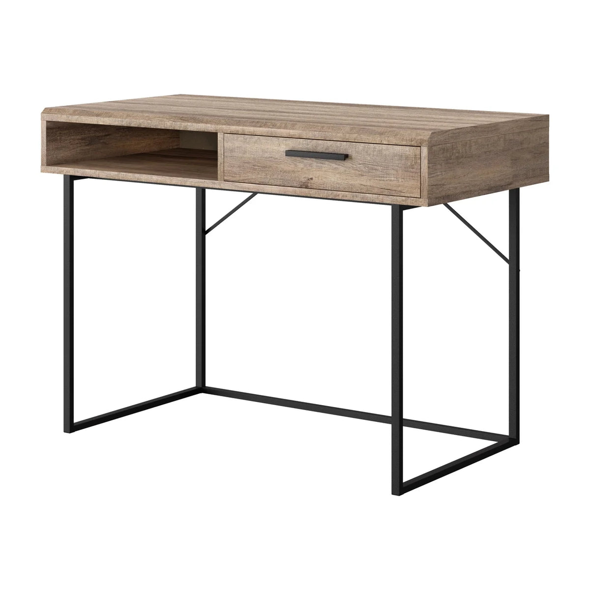 Brown Engineered Wood Grain Finish Desk with Drawer & Cubby Z1764