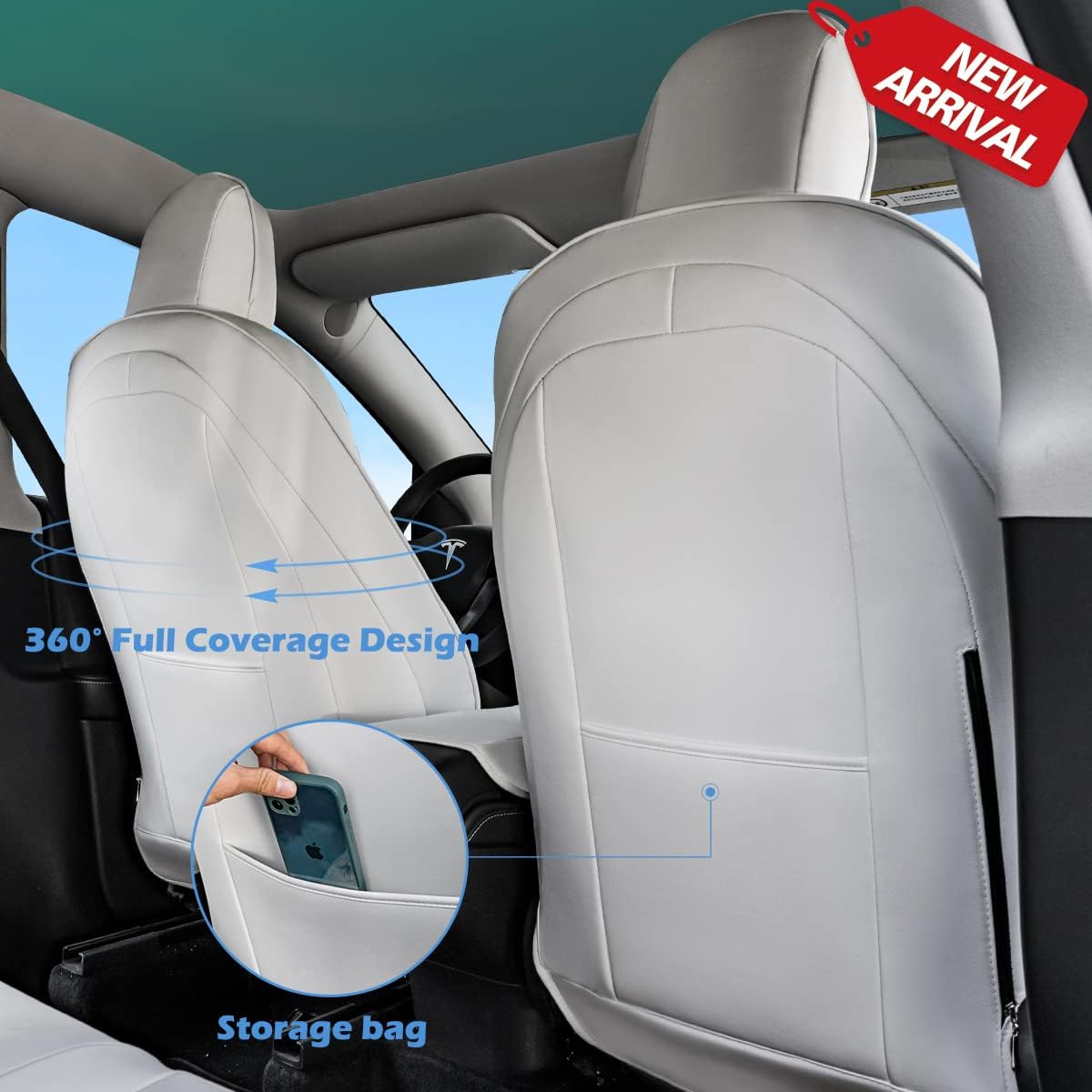 Red White Black and White Full Set Car Leather Seat Covers S158829