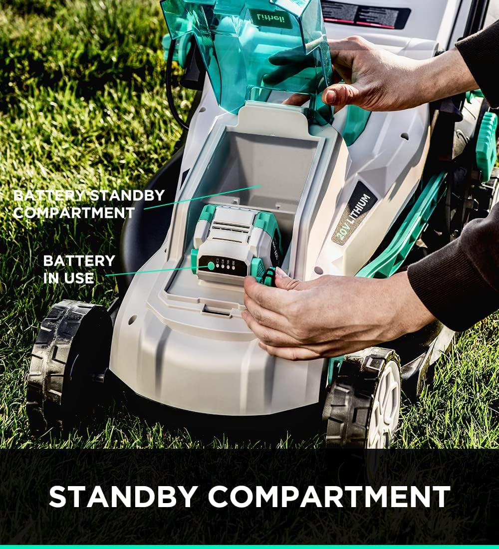 Cordless 13 Inch Lawn Mower with Brushless Motor, 4.0Ah Battery & Charger H736