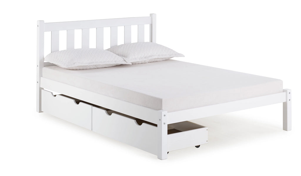 White Full Bed with Storage Drawers E88609