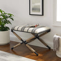 Black and Neutral Linen Stripe Ottoman N373278
