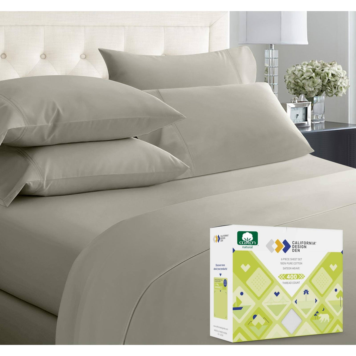 6-Piece Cal King Size 100% Cotton Sheets Y253