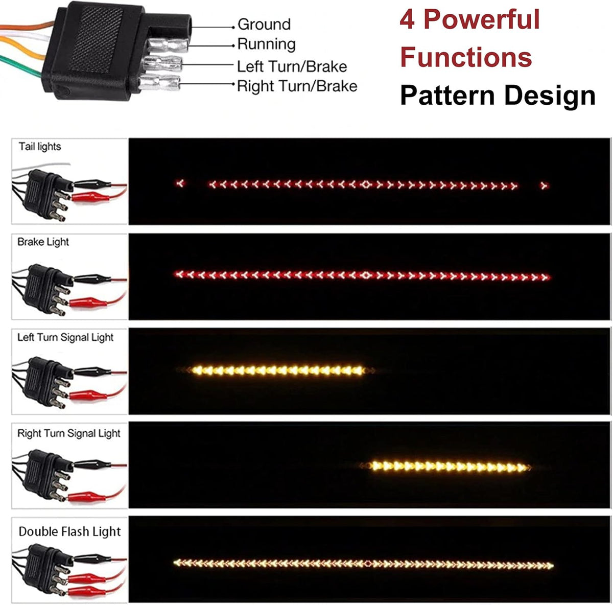 60 Inch 528 LED Tailgate Light Bar with 4-Pin Flat Connector Pack of 2 X832214
