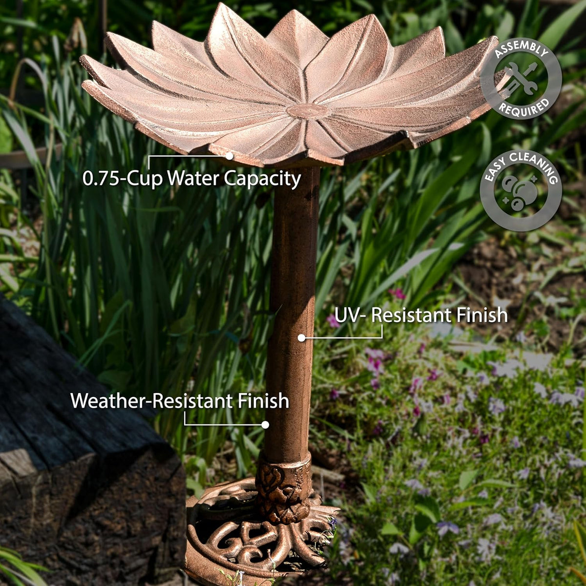 Copper Patina Cast Aluminum Bird Bath A613