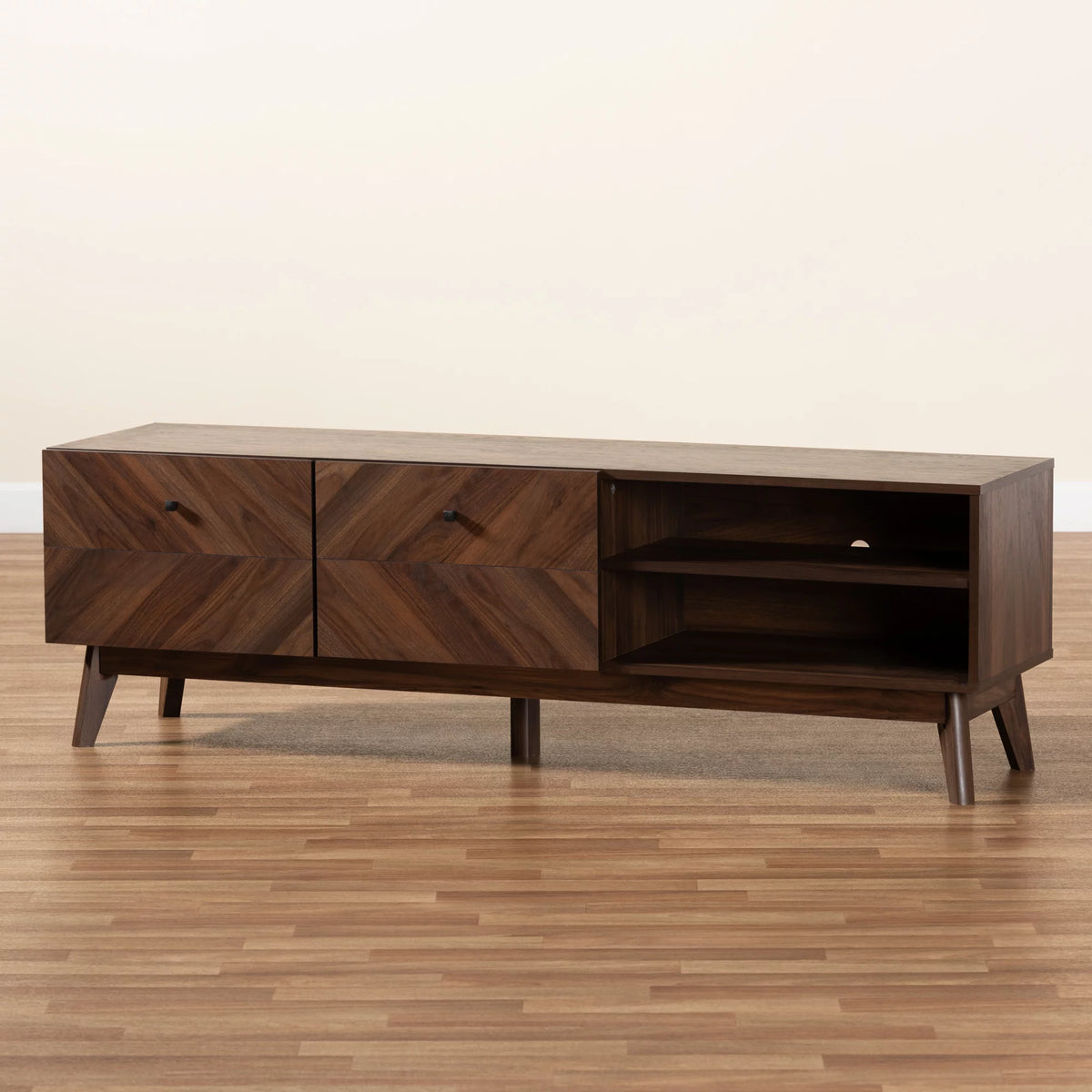 Walnut Brown Wood TV Stand N413429