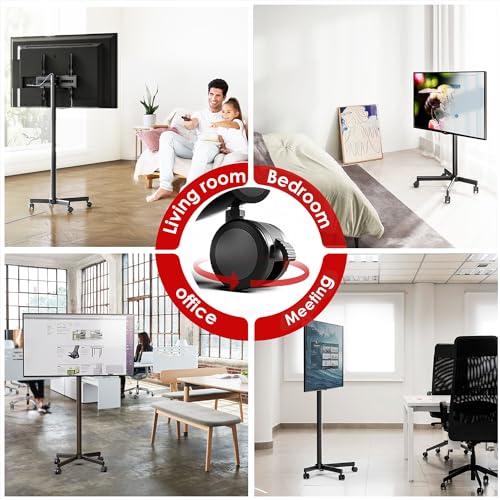 Rolling TV Stand for 32-65 inch Flat/Curved TVs with Tilting Height Adjustment J14106