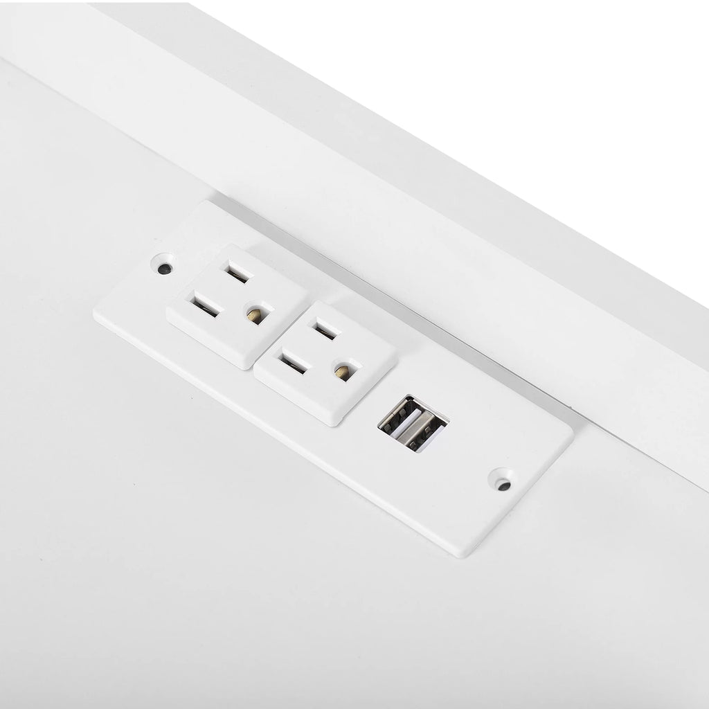 White LED Nightstand with Charging Station A843