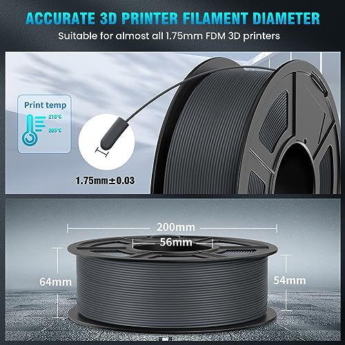 Black PLA 3D Printer Filament 1.75mm 1KG T4209