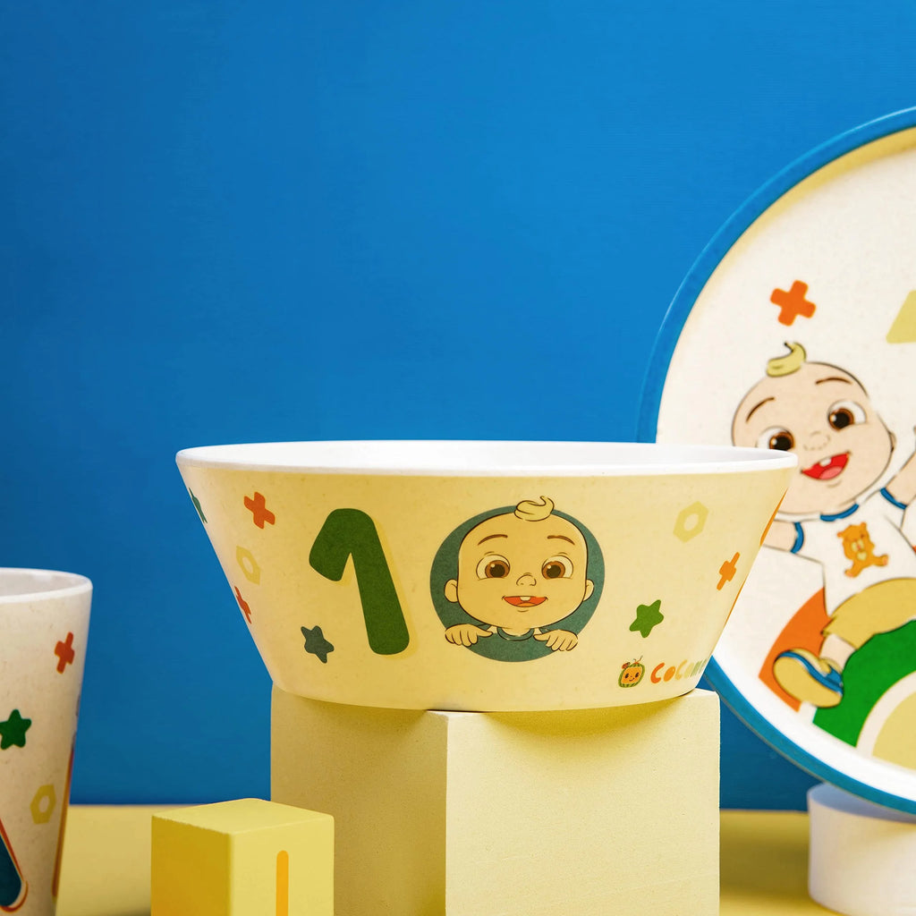 Kids Dinnerware Set 3 Pieces Melamine Bamboo Plate Bowl Tumbler J153