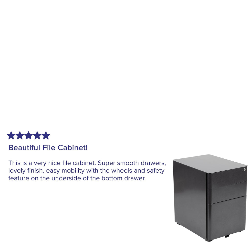 White 3 Drawer Mobile Locking Filing Cabinet I9072