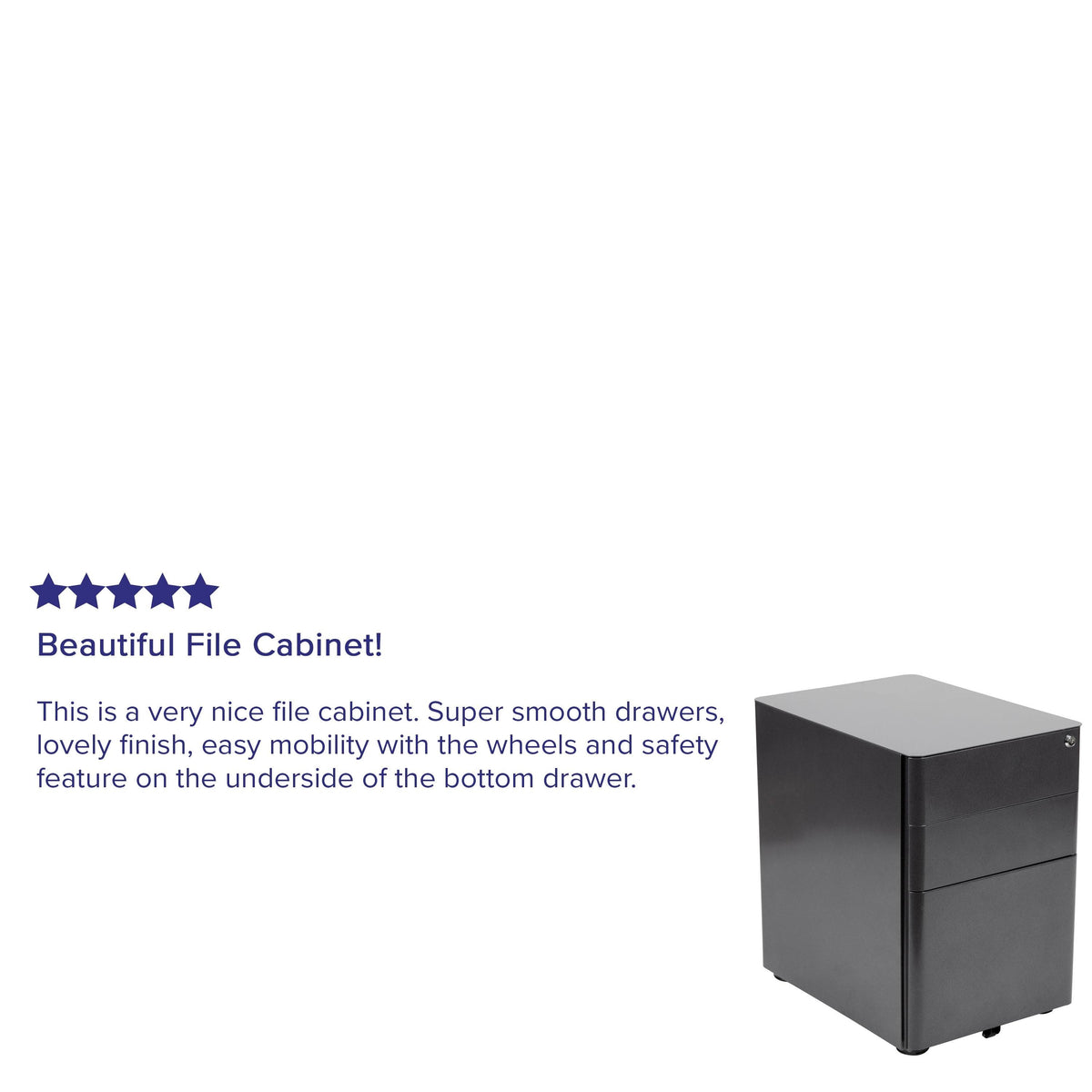 White 3 Drawer Mobile Locking Filing Cabinet I9072