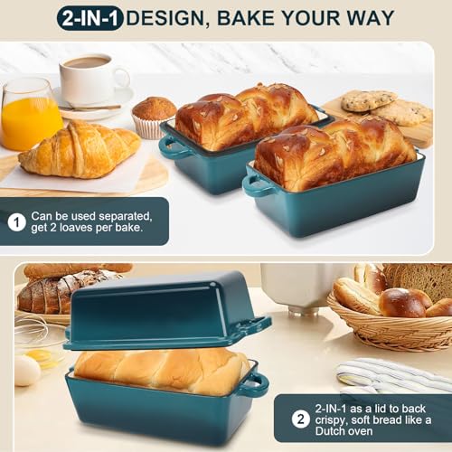 9x5 Inch Enameled Cast Iron Loaf Pan with Lid Q30591