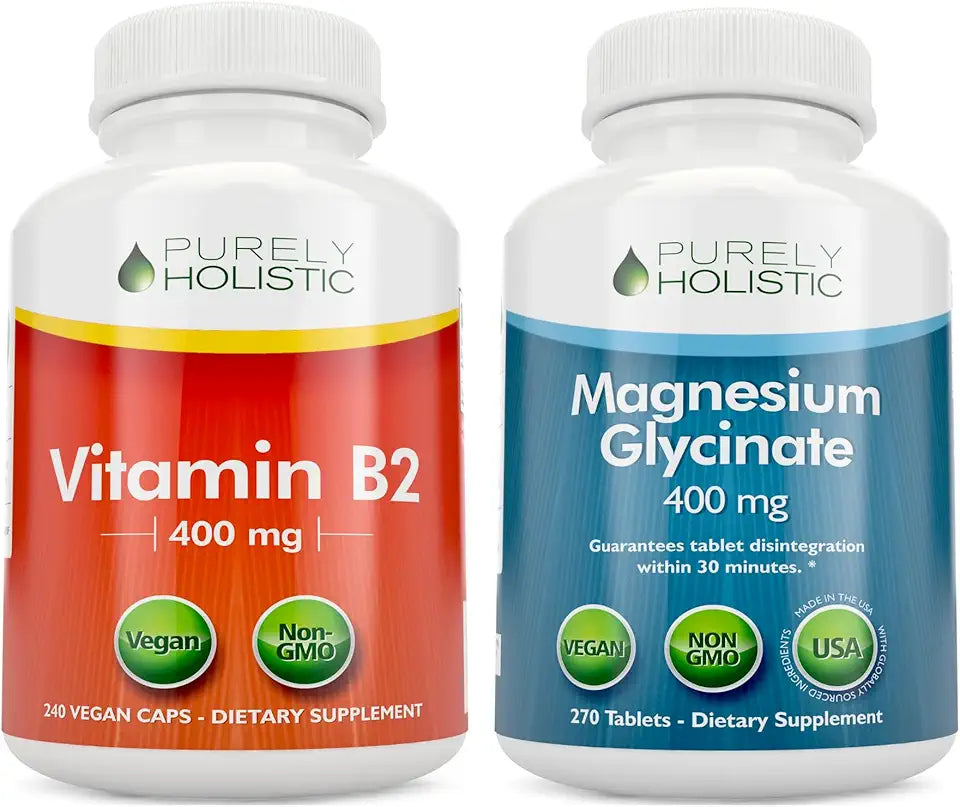 Vitamin B2 Riboflavin 400mg + Magnesium Glycinate 400mg 510 Vegan Capsules O801704