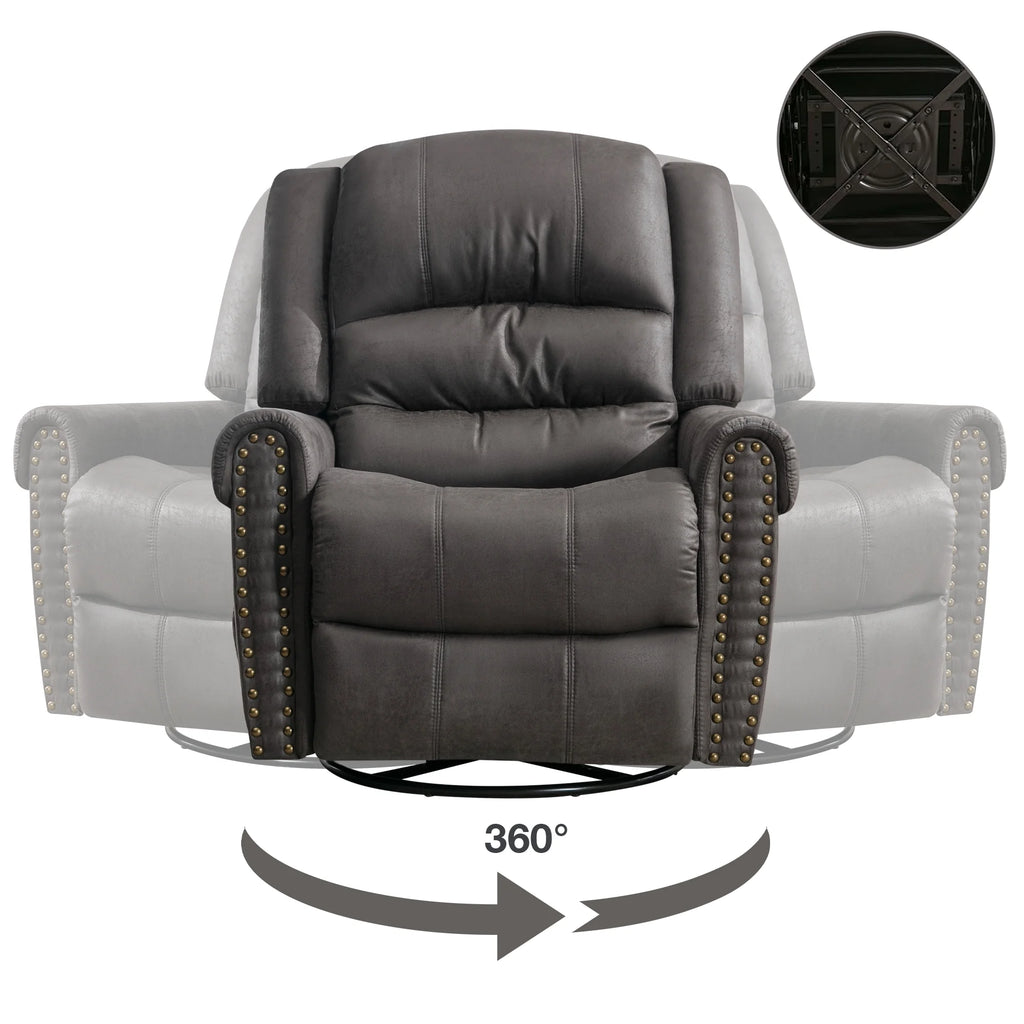 Gray PU Leather Swivel Recliner Chair with Massage and Heat Y7770