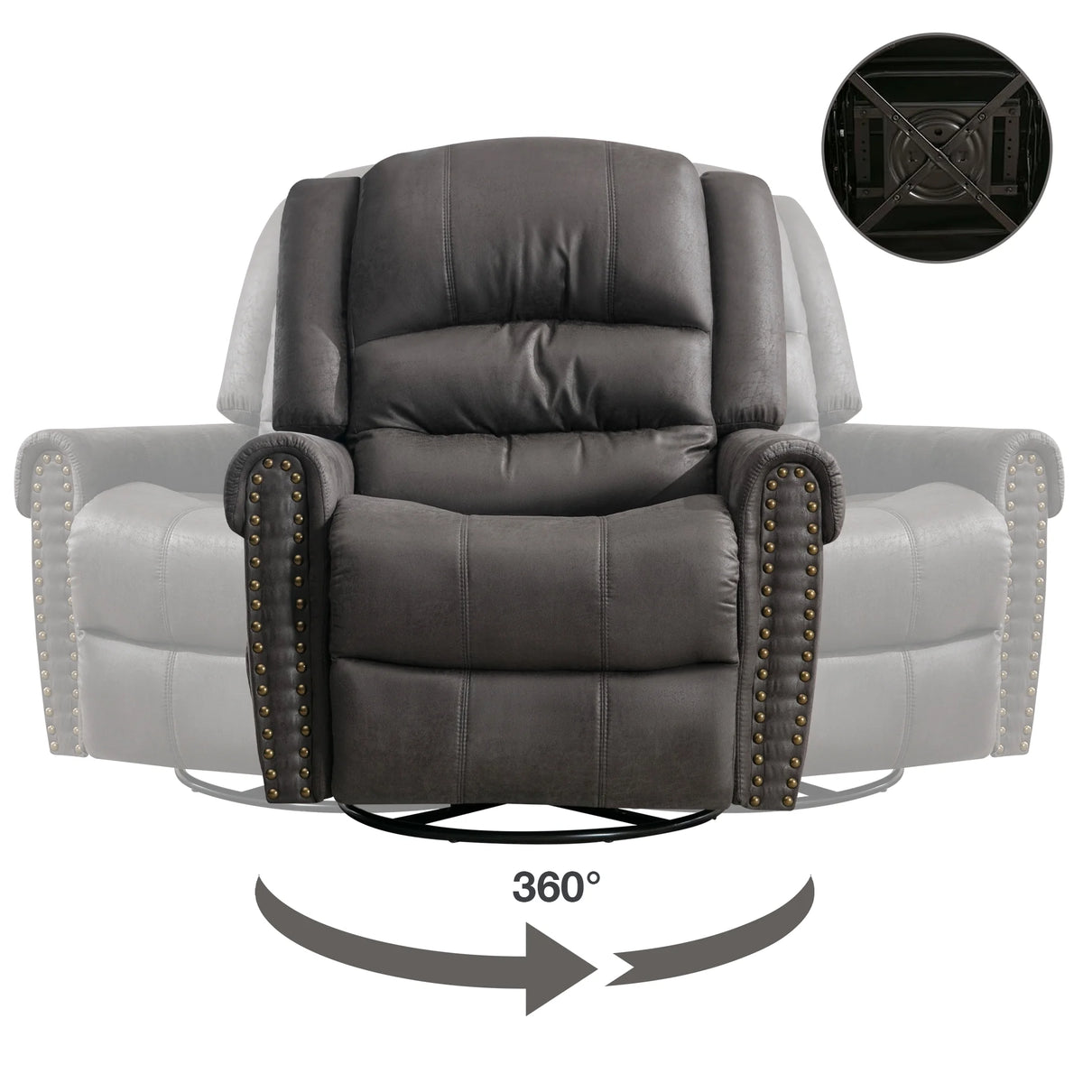 Gray PU Leather Swivel Recliner Chair with Massage and Heat Y7770
