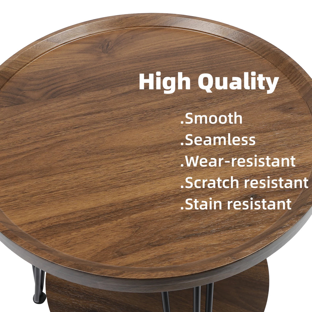 Round End Table with Storage Shelf Metal Leg O50369