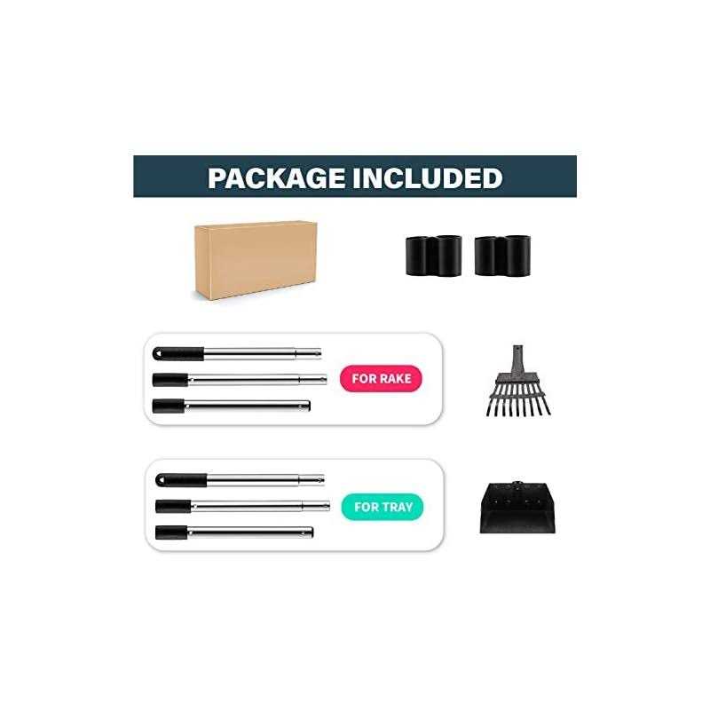 Durable Dog Poop Scoop Long Handle Tray and Rake Set A4869