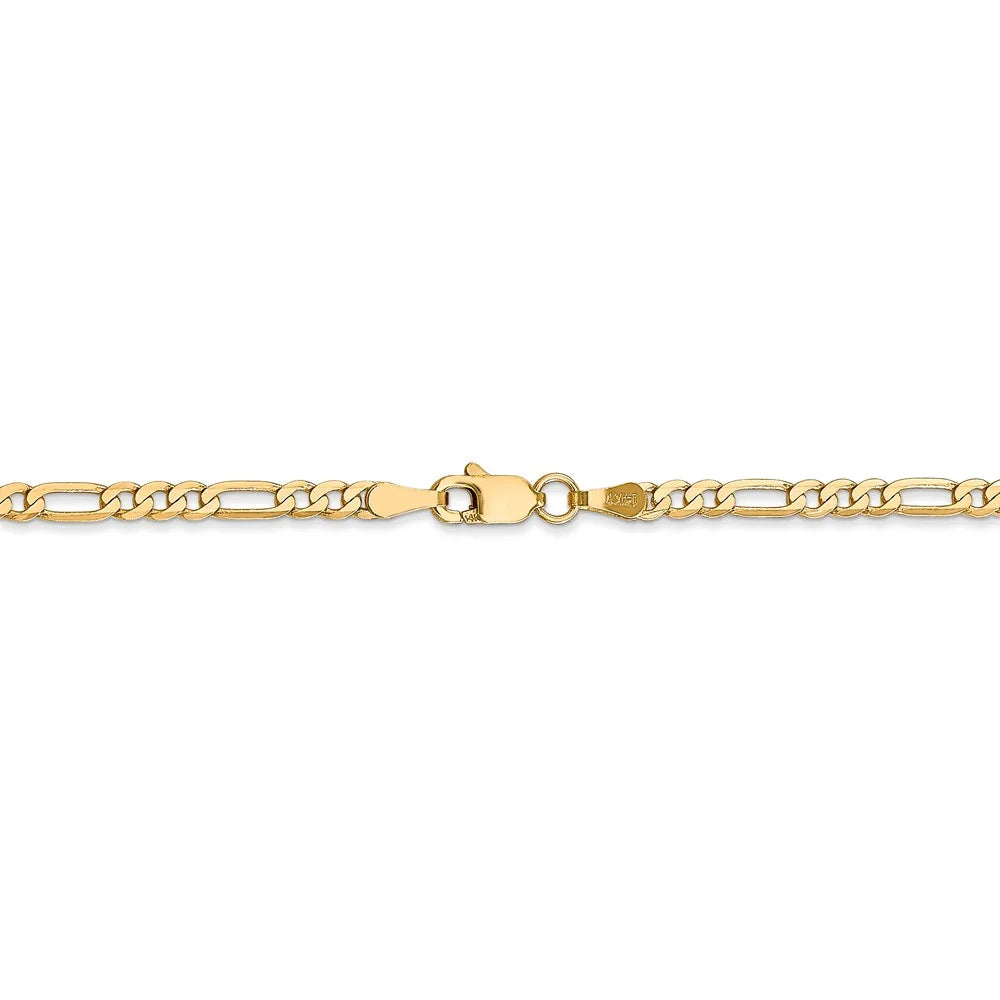 14kt Yellow Gold Flat Figaro Chain 24 inch Lobster Clasp G962