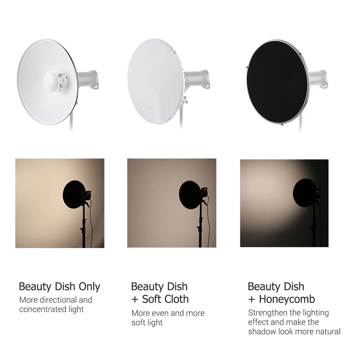 22 Inch Beauty Dish Reflector Diffuser with Honeycomb Soft Cloth Q95340