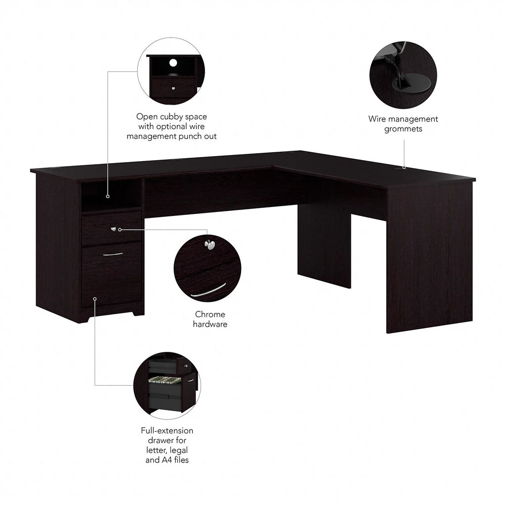 72W L Shaped Computer Desk with File F889510