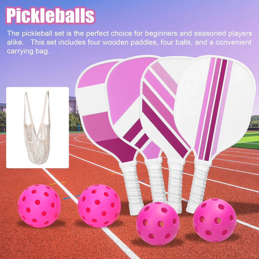 USAPA Approved Pickleball Set of 4 with 4 Balls Pink X297714