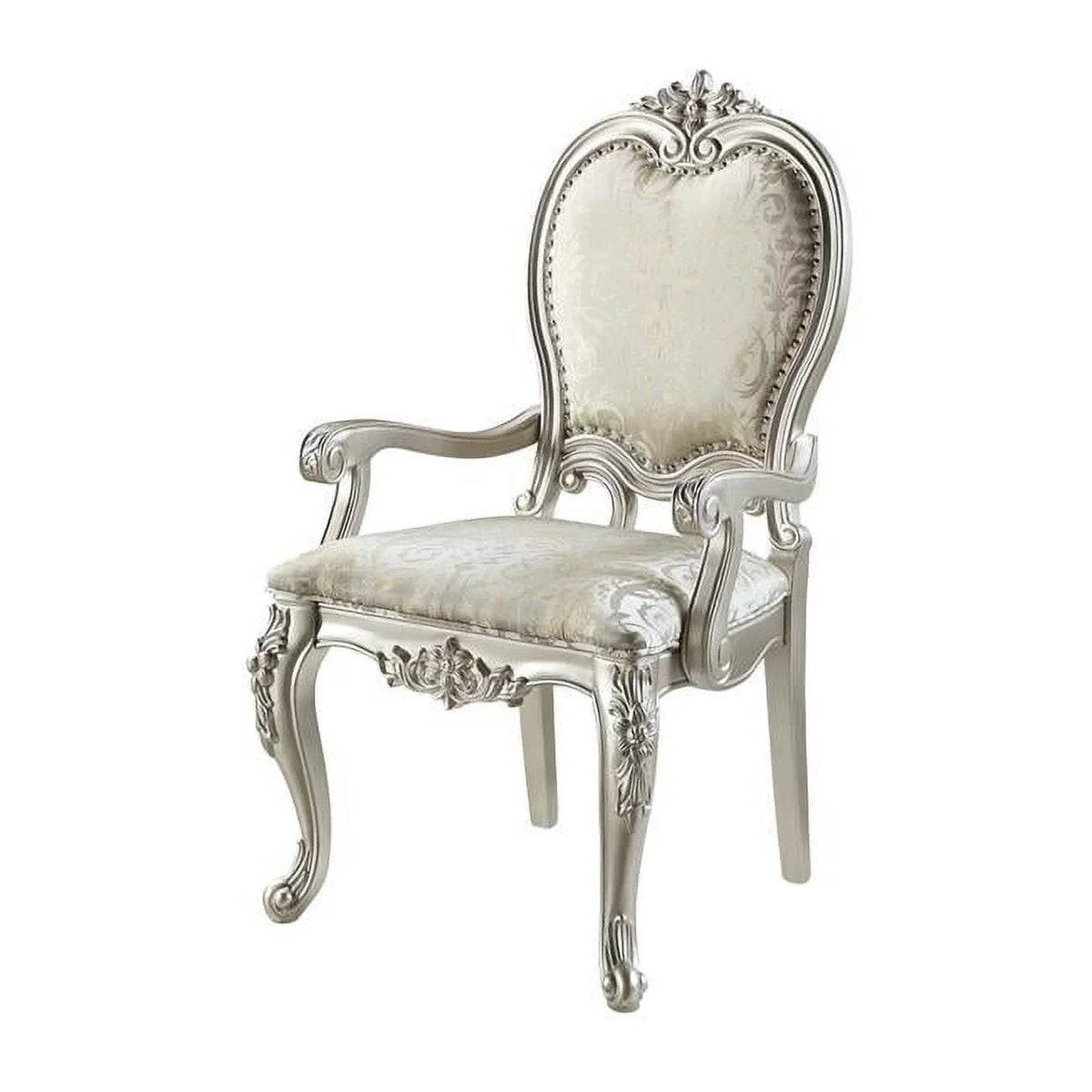 Champagne Nailhead Trim Arm Chair Set of 2 Q7713