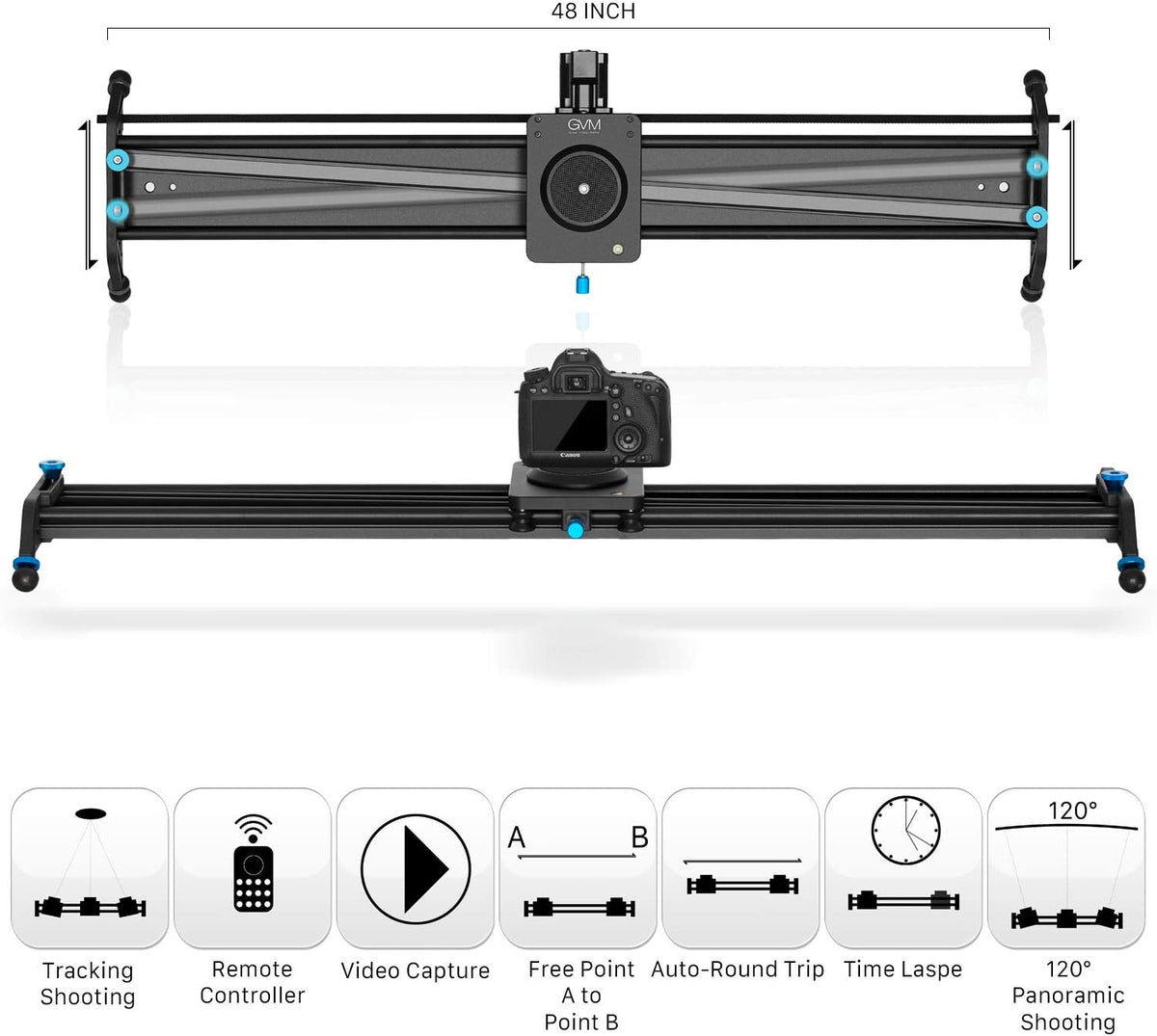 Motorized Camera Slider, 31 Aluminum Alloy Track Dolly Rail G48400