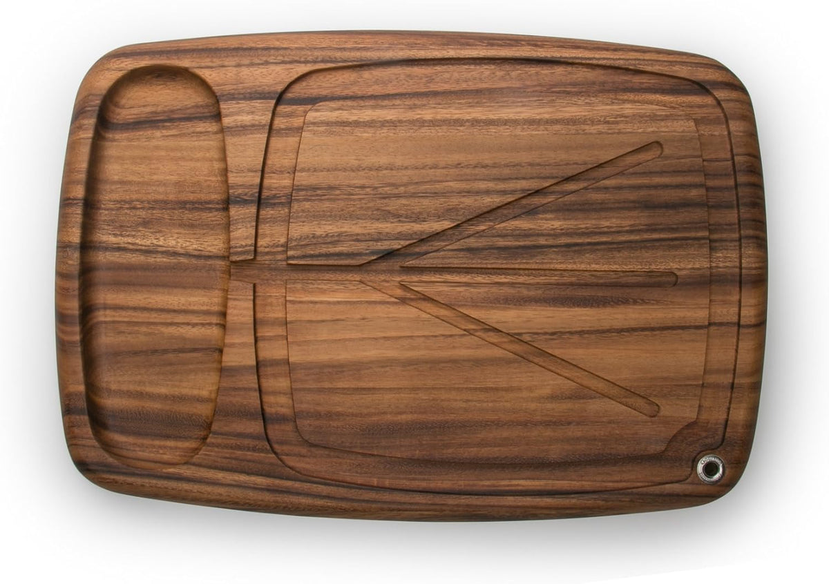 22 x 15 x 2.5 inches Acacia Wood Carving Board with Juice Channels O504075