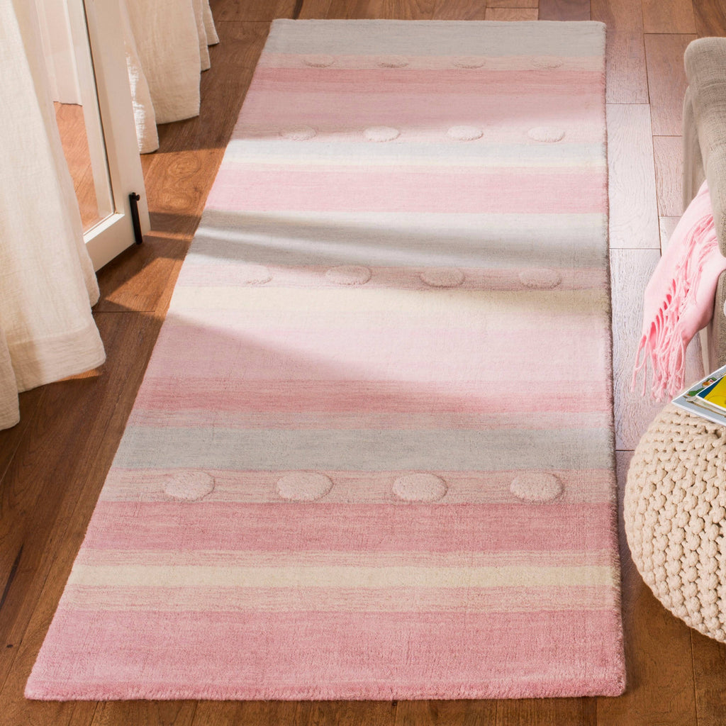 Light Blue / Pink Square Kids Rug G420