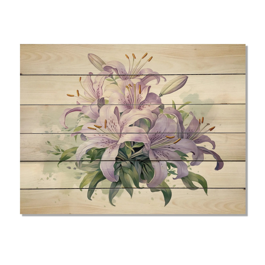 Floral Print on Natural Pine Wood Y484
