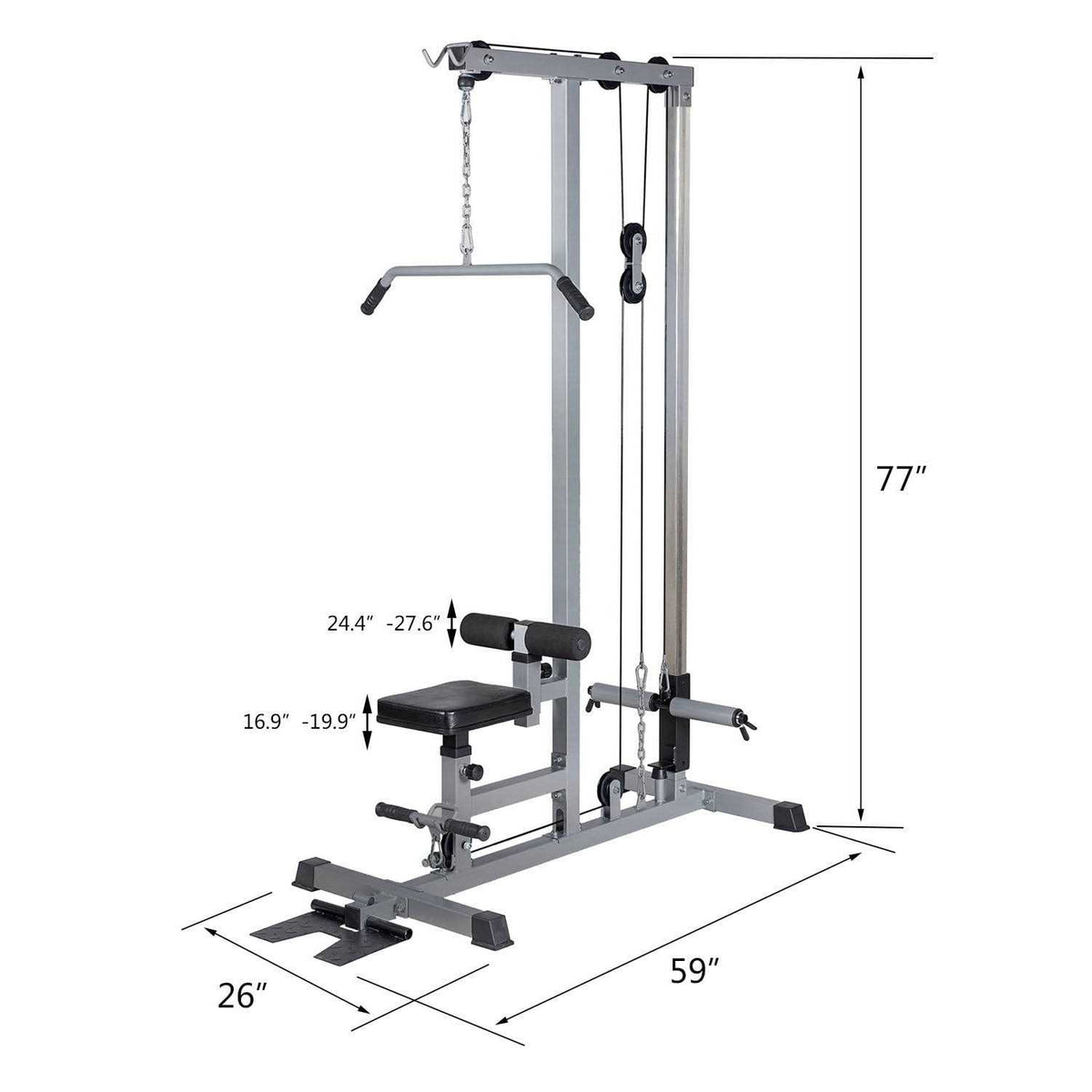 Lat Pull Down Machine Low Row Bar Cable Fitness Gym X4517