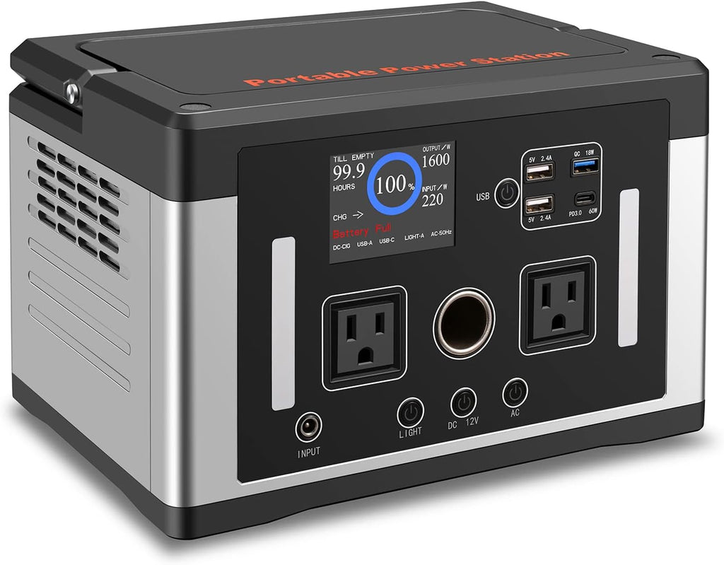 Portable Power Station, 240Wh LiFePO4 Battery, 200W Pure Sine Wave AC Outlet D73046