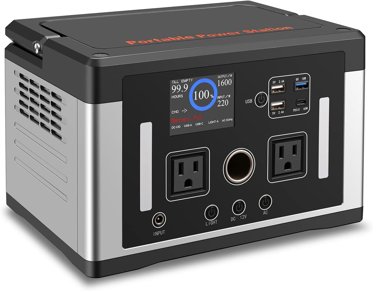 Portable Power Station, 240Wh LiFePO4 Battery, 200W Pure Sine Wave AC Outlet D73046