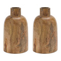 Set of 2 Brown Wooden Bottle Vases O9267