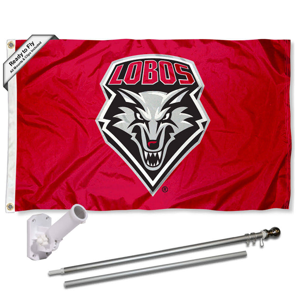 New Mexico Lobos Flag and Pole Set F64619