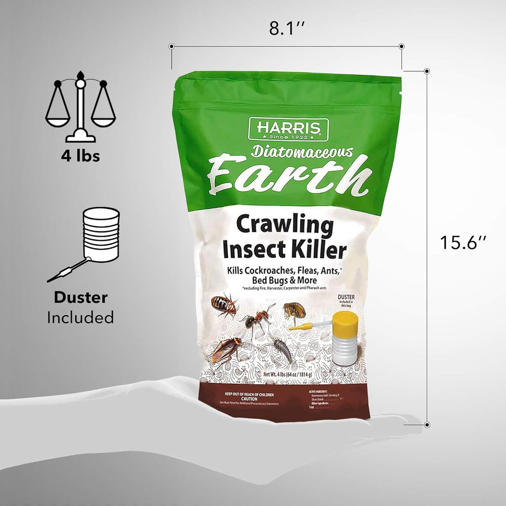 4lb Diatomaceous Earth Crawling Insect Killer with Powder Duster M194