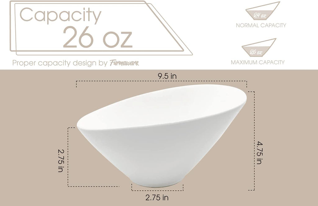 Set of 2 White Porcelain Angled Serving Bowls V39266