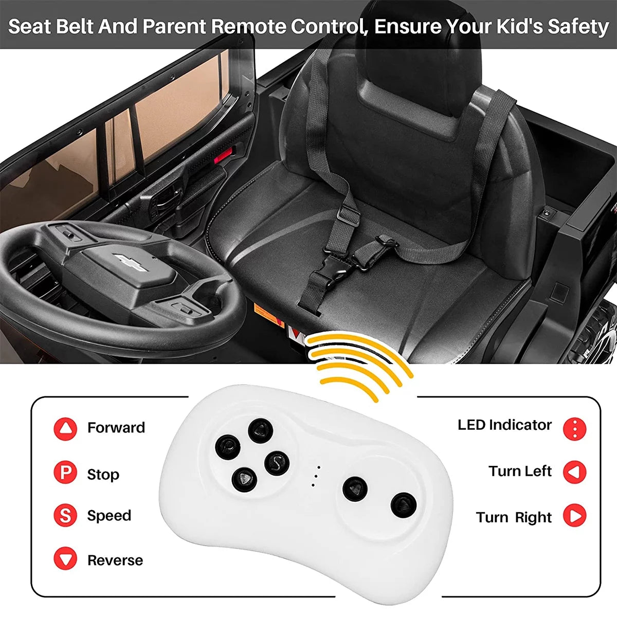 12V Kids Electric Powered Ride on Toy Car with Remote Control, Black Y36530
